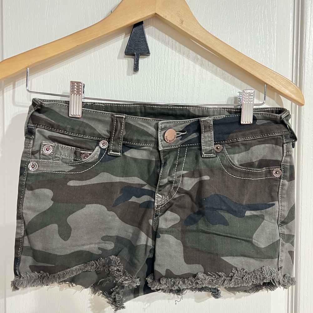 True Religion Green Jean Shorts Casual Style